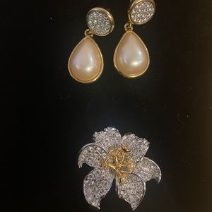 Vintage Earrings and Nolan Miller necklace charm